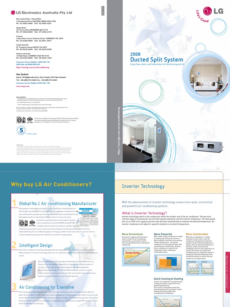 Ducted Split System 2008 | PDF | Air Conditioning | Hvac