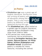 Elizabethan Poetry: Elizabethan Age Was A Great Age of