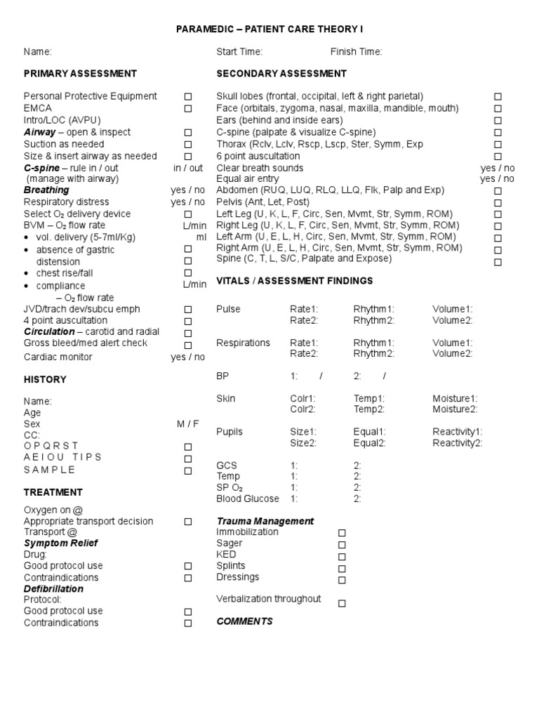 Paramedic Patient Assessment Guide | PDF | Respiratory Tract | Physiology