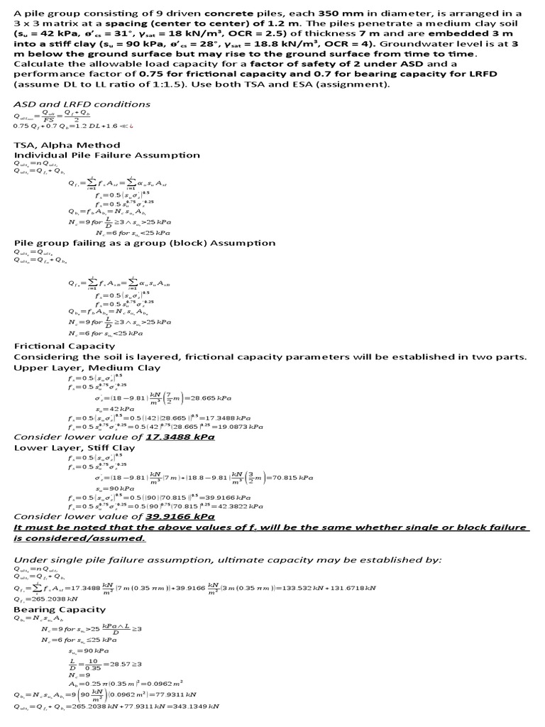 Load Capacity of Concrete Pile Group | PDF | Deep Foundation | Civil ...