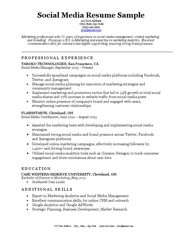 Social Media Marketing Resume - 1657083787