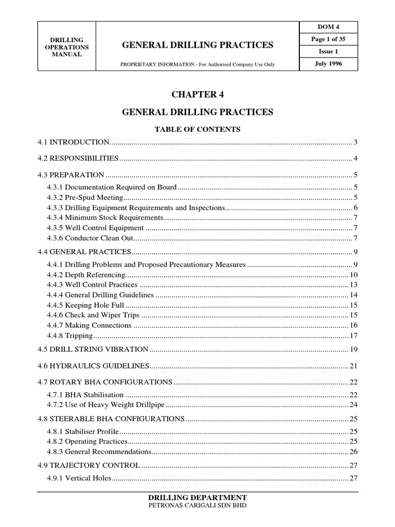General Drilling Practices Manual | PDF | Casing (Borehole) | Drilling Rig