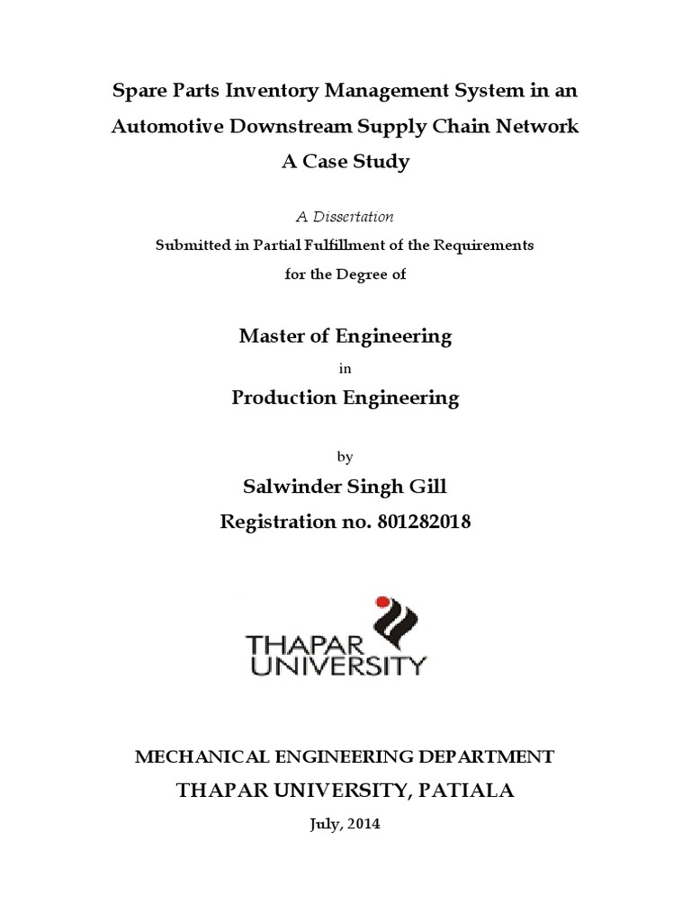 Spare Parts Inventory Management System in An Automotive Downstream Supply Chain Network A Case