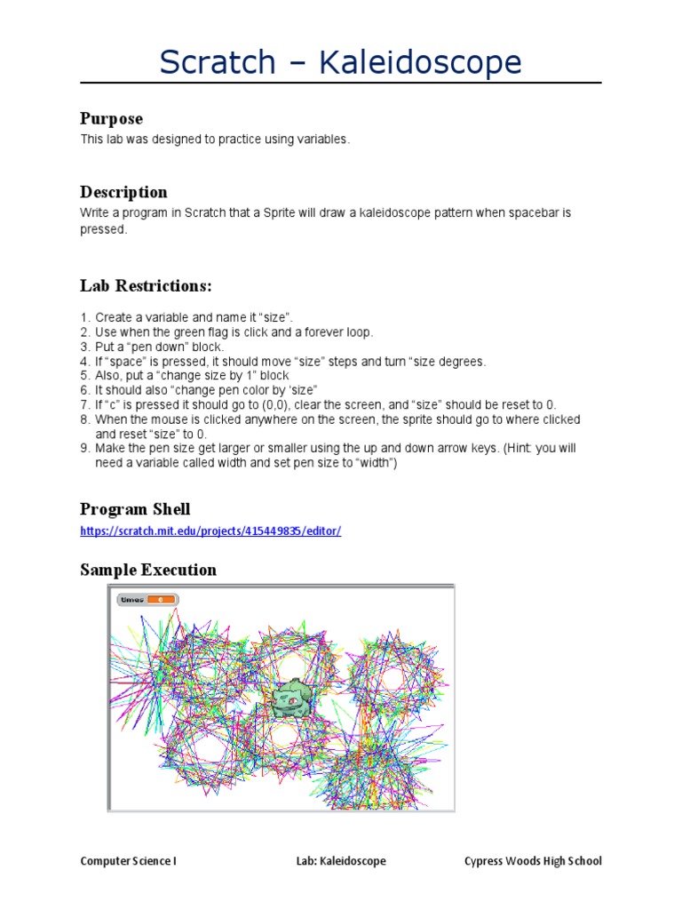 Scratch Kaleidoscope Lab Guide | PDF