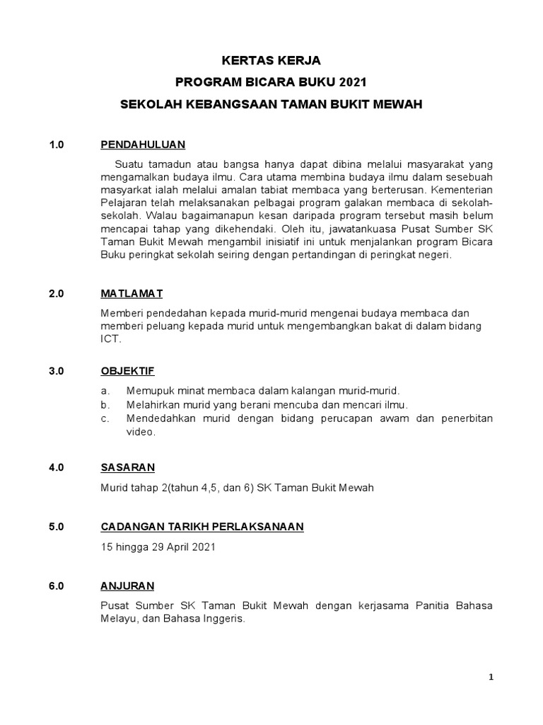 Contoh Kertas Kerja Bicara Pendidik