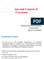 Prevention and Control of Corrosion: Muhamed Musthafa Pulikkal M.Tech (NDT) Roll No.-213118015