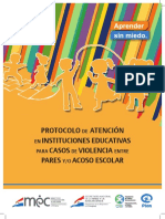 BULLYING Protocolo de Atención en Instituciones Educativas Para Casos de Violencia Entre Pares o Acoso Escolar