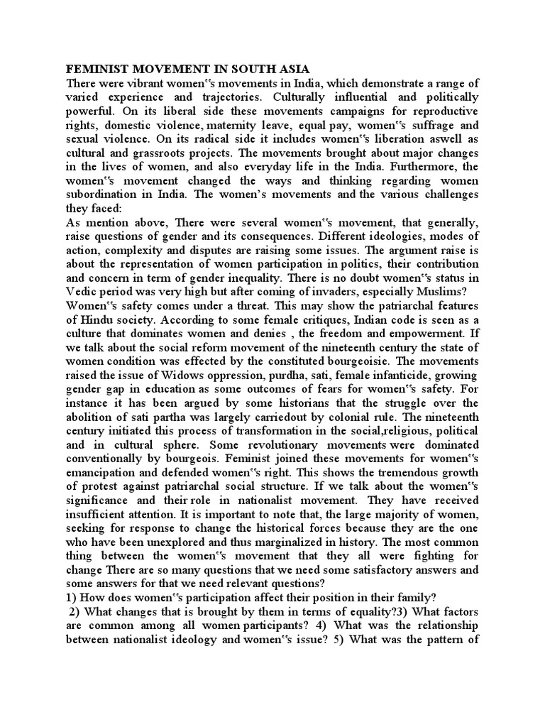Feminist Movements in South Asia | PDF | Equal Opportunity | Feminism