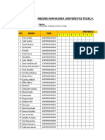 Absensi Mahasiwa Universitas Teuku Umar: NO Nama NIM Pertemuan