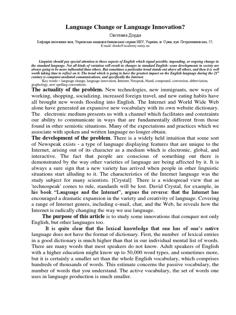 Language Change or Language Innovation? | PDF | Lexicon | Spamming