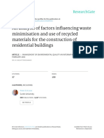 2003 - An Analysis of Factors Influencing Waste Minimisation and Use of Recycled Materials For The Construction of Residential Buildings