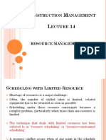 Onstruction Anagement Ecture: Resource Management - Cont'D