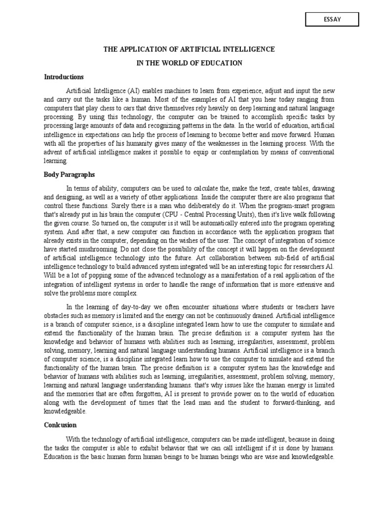 Essay Artificial Intelligence | PDF | Artificial Intelligence ...