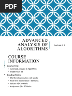 Advanced Analysis of Algorithms: Lecture # 1