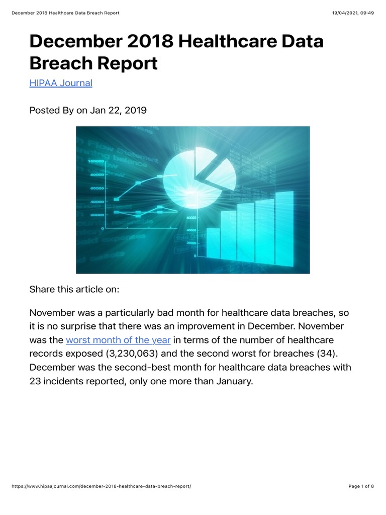 December 2018 Healthcare Data Breach Report Download Free PDF Health Insurance Portability