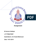 Assignment: M Hannan Siddiqui L1F17BSAF0067 Submitted To: Sir Khalid Mehmood Date: 14-01-2019