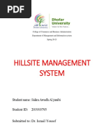 Hillsite Management System: Student Name: Salim Awadh Al Junibi