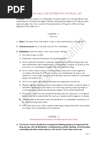 Drugs Sales and Distribution Codes, 2071 (2014) - Translated Final