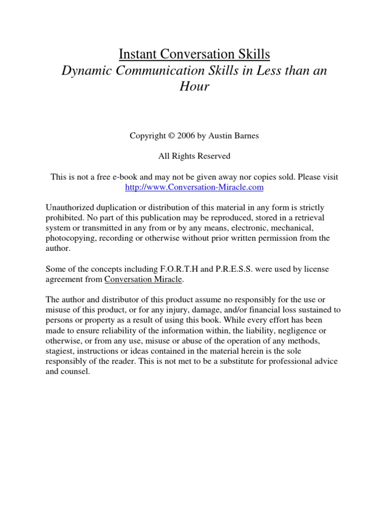 Instant Conversation Skills | PDF | Conversation | Body Language