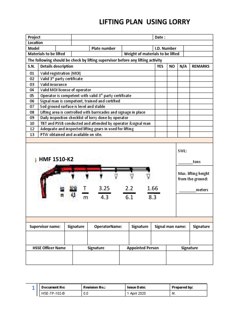 B Lifting Plan Using Lorry | PDF