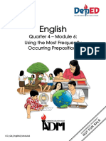 English: Quarter 4 - Module 6: Using The Most Frequently Occurring Prepositions