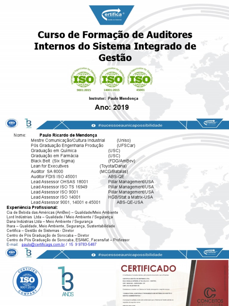 Formação de Auditores Internos ISO 9001 | PDF | ISO 9000 | Qualidade ...