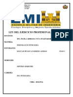 Ley Del Ejercicio Profesional de La Ing.: Docente: Ing. Paola Adriana Coca Suaznabar Materia