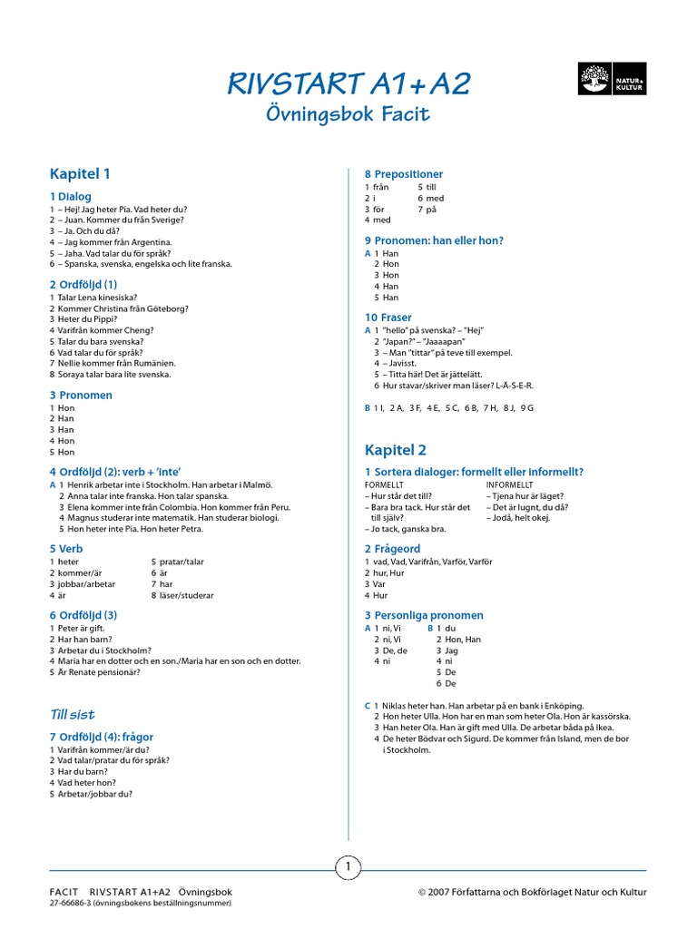 Rivstart B2 C1 övningsbok Facit Pdf