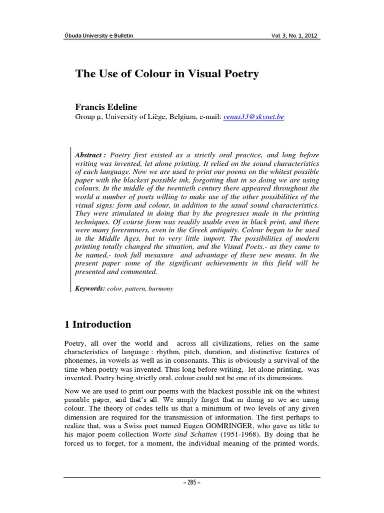 Color in Visual Poetry Analysis | PDF | Poetry | Color