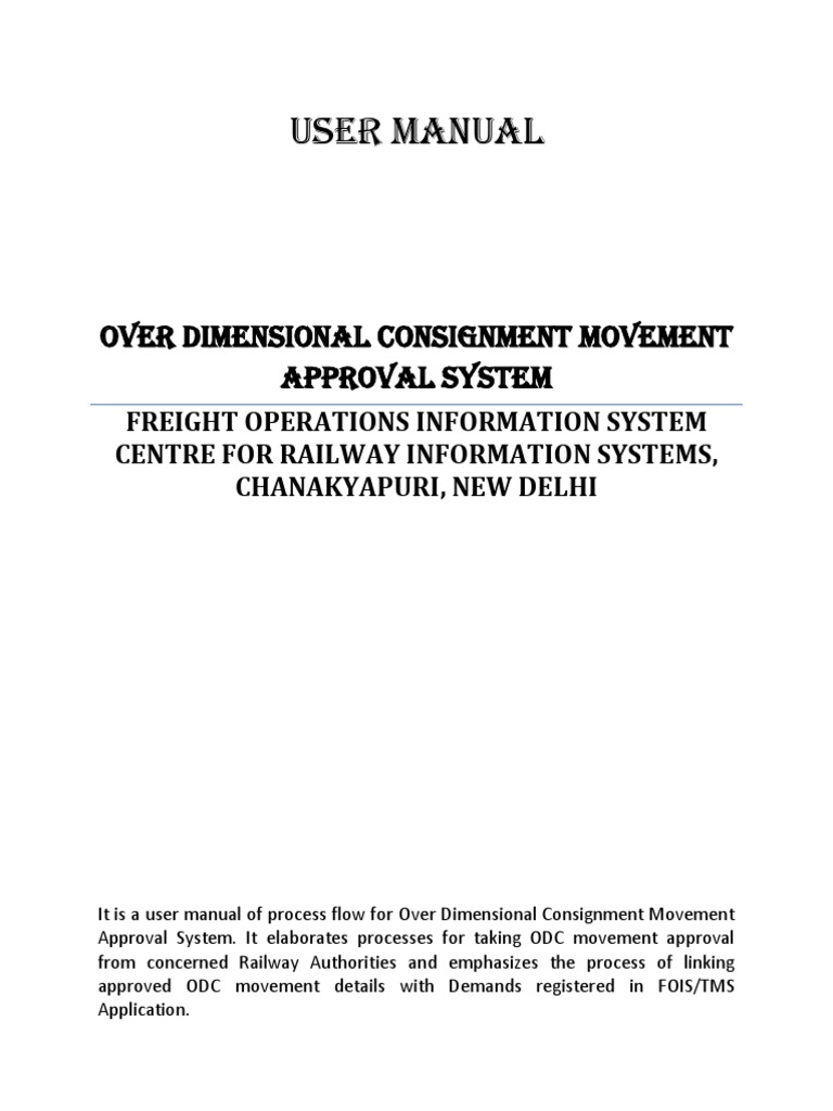 User Manual: Over Dimensional Consignment Movement Approval System ...