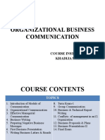 Organizational Business Communication: Course Instructor Khadija Shereen