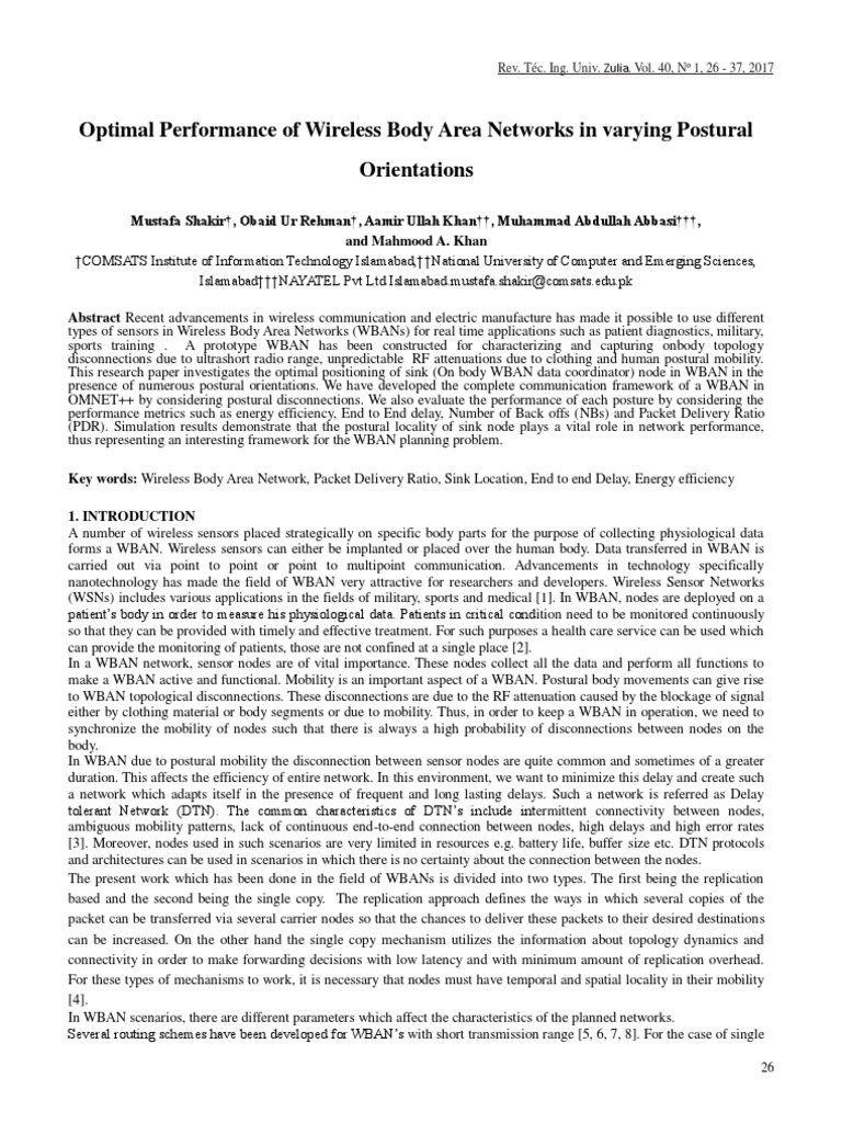 Optimal Performance of Wireless Body Area Networks in Varying Postural ...