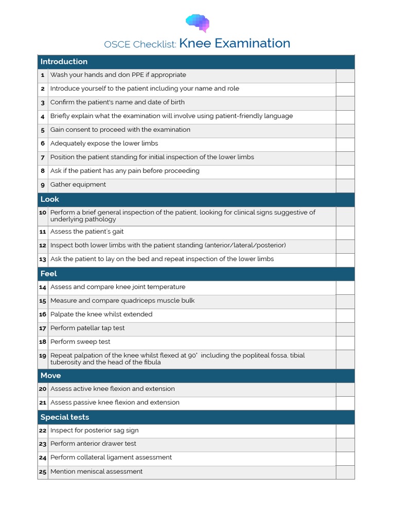 Osce Checklist Knee Examination Pdf