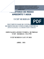 Ministerio de Medio Ambiente Y Agua Ucep Mi Riego: Documento Base de Contratación de Servicios de Consultoría Individual