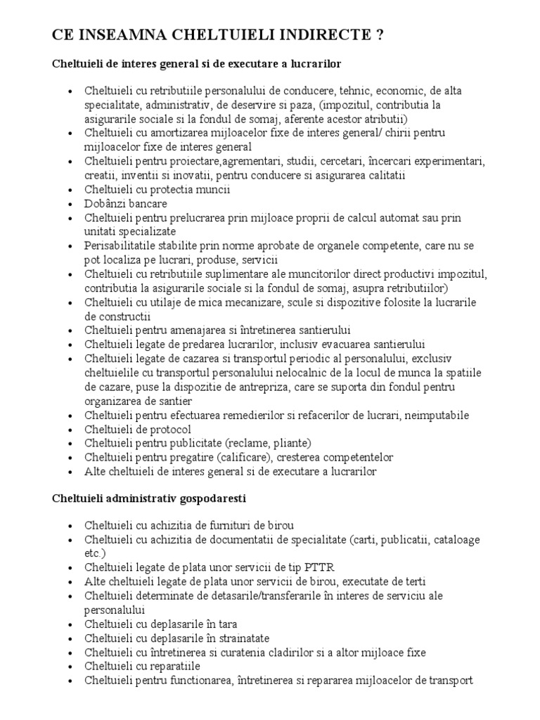 Ce Inseamna Cheltuieli Indirecte PDF