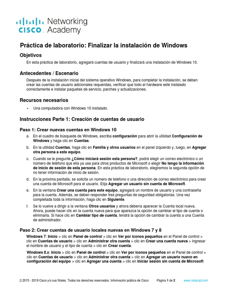 Finalizar Instalación de Windows 10 | PDF | Microsoft Windows | Usuario ...