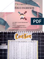 Costos O Ingresos: ALUMNO: Lucero Mirella Maza Mamani CURSO: Economía Política DOCENTE: Fernando Choque