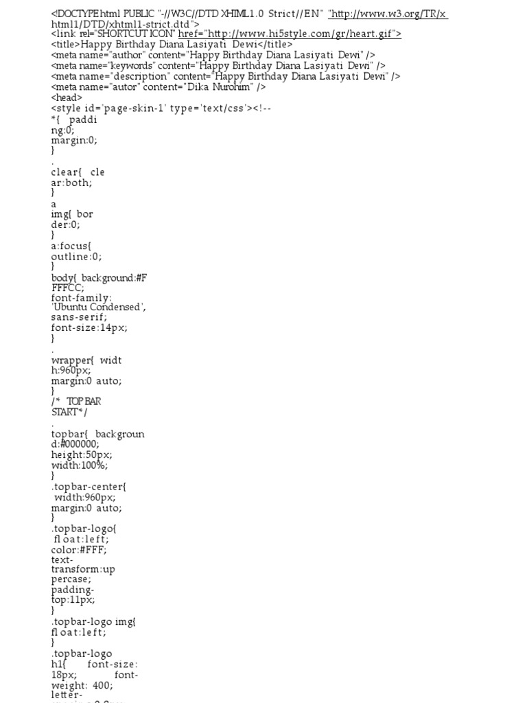 Script HTML Ucapan Ulang Tahun Buat Pacar | PDF