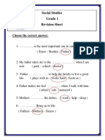 Social Studies Grade 1 Revision Sheet: Choose The Correct Answer