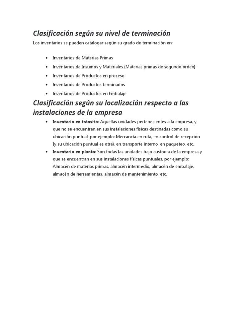 Clasificación de Inventarios de Materias Primas | PDF