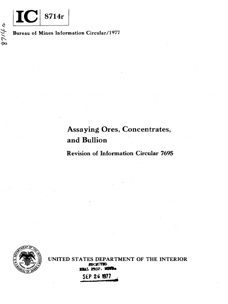 Assaying Ores and Bullion Guide | PDF | Metallurgical Assay | Chemical ...