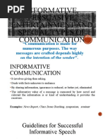 Informative, Persuasive, Entertainment and Special Types of Communication