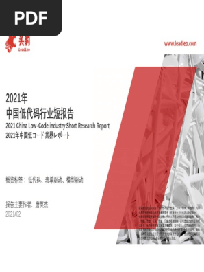 头豹2021年中国低代码行业短报告 Pdf