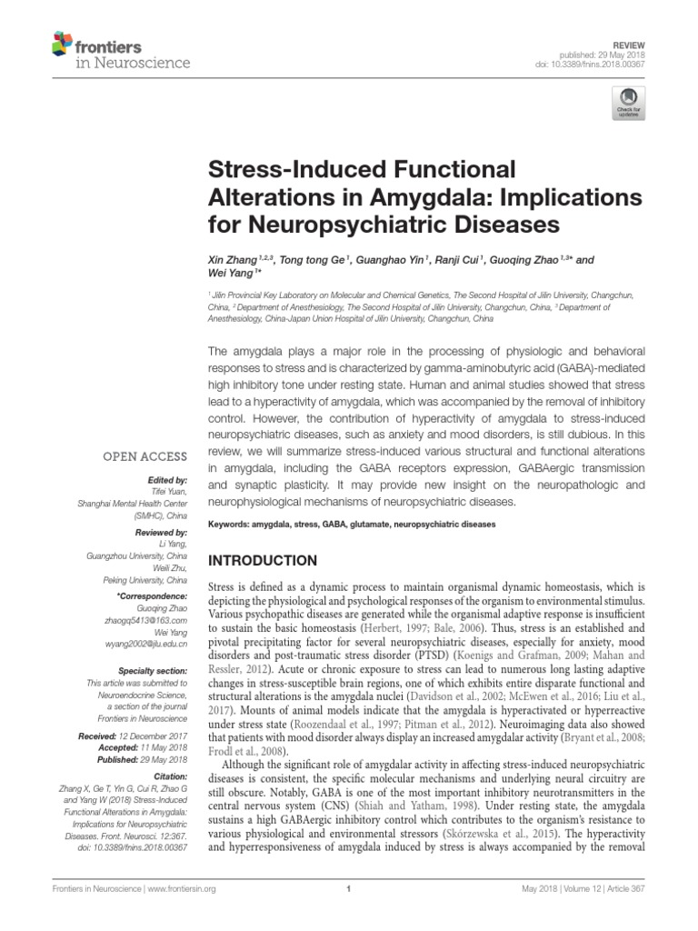 Zhang2018 - Stress-Induced Functional Alterations in Amygdala | PDF ...