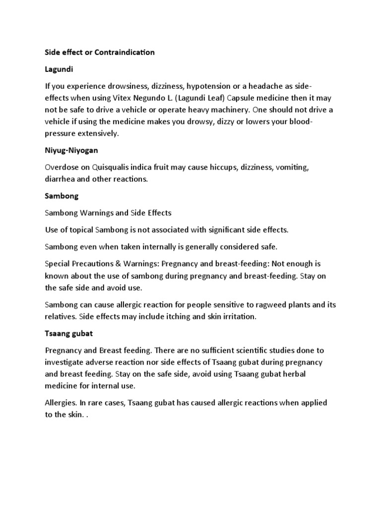 Herbal Medicine Side Effects Guide | PDF