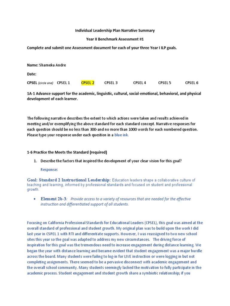 CPSEL Year II Leadership Plan Summary | PDF | Reading Comprehension ...