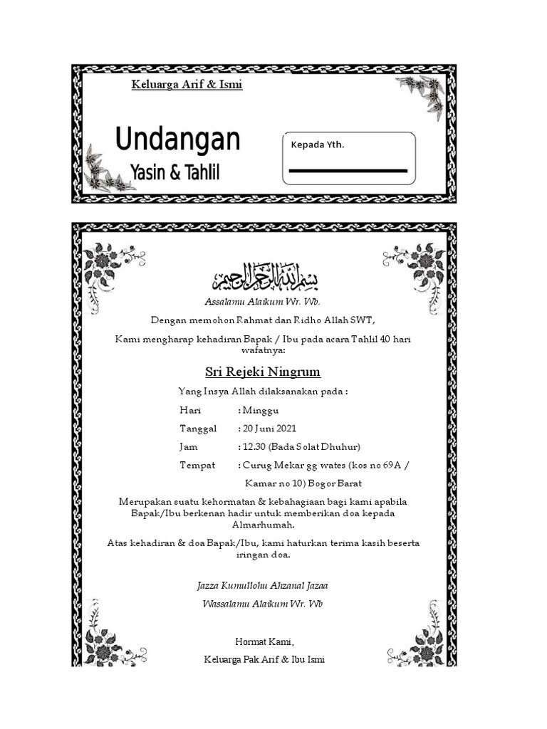 Undangan 40hari | PDF