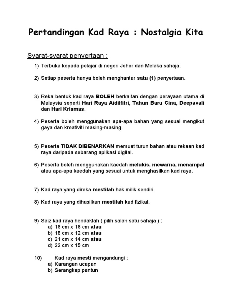 Pertandingan Kad Raya | PDF | Seni