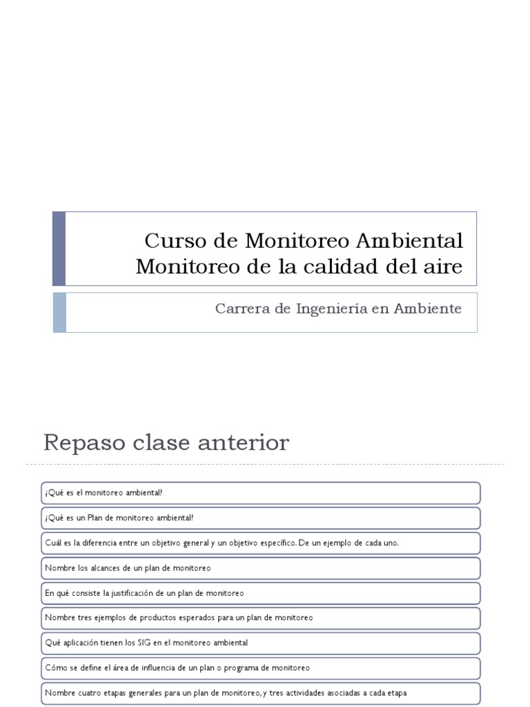 Curso de Monitoreo de Calidad del Aire | PDF | Contaminación | La ...