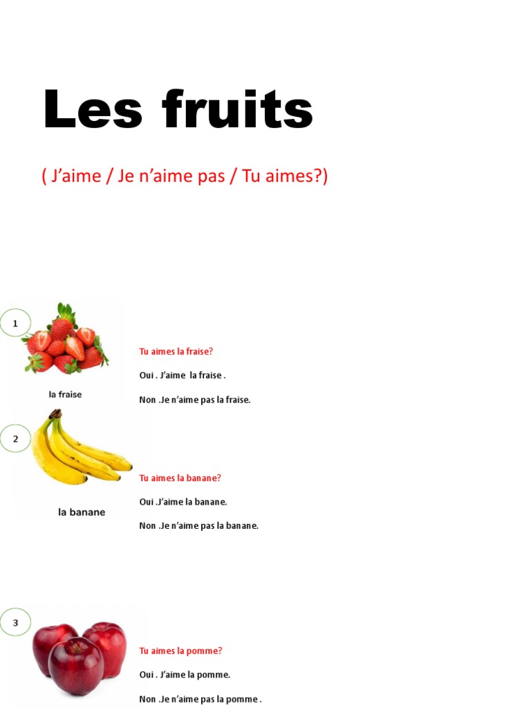 Les Fruits Et Les Legumes J Aime